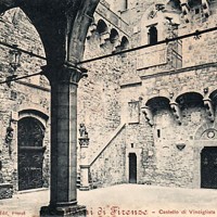 Castello di Vincigliata, cortile interno. Cartolina,1901